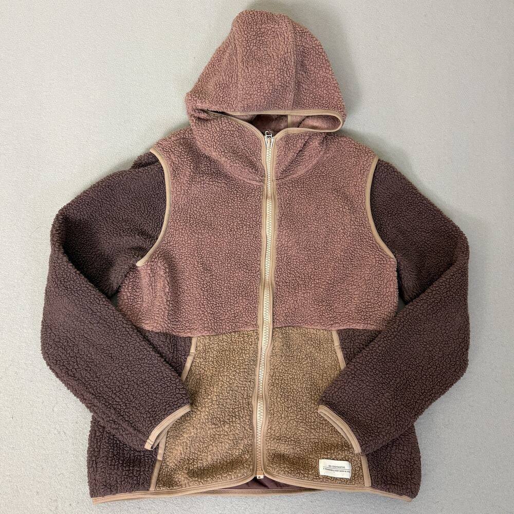 REI Co-op Aureum Sherpa Fleece Hoodie Jacket Colorblock Women's Large